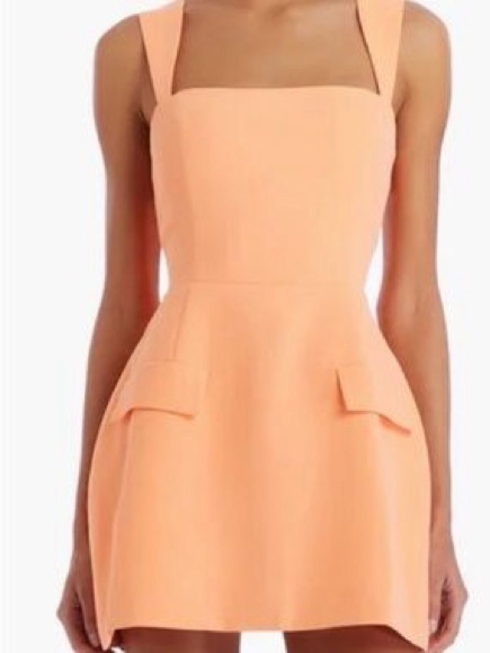 Amanda Uprichard Peach Square-Neck Mini Dress